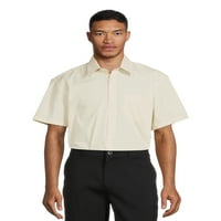Göğüs Cebi ile Gümüş Etiket Erkek Kısa Kollu Düz Renk Elbise Gömlek