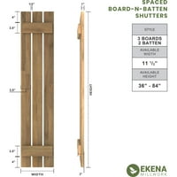 Ekena Millwork 1 2 W 50 H Americraft Üç Tahta Dış Gerçek Ahşap Aralıklı Tahta-n-Çıta Kepenkleri, Bitmemiş