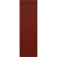 Ekena Millwork 15 W 25 H Gerçek Fit PVC İki Panel Chevron Modern Stil Sabit Montajlı Panjurlar, Biber Kırmızısı