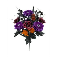 Dayanakları 20in Kapalı Yapay Düğünçiçeği Çiçek Buketi, Göz Küresi Merkezli, Mor Renk