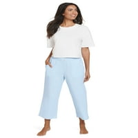 Jokey Essentials Kadın Pamuklu Streç Kırpılmış Uyku Pantolonu, Beden S-3X