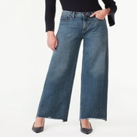 Kepçe Kadın Geniş Bacak Alçak Kot Pantolon, 0-18 Beden