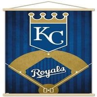 Kansas City Royals - Ahşap Manyetik Çerçeveli Logo Duvar Posteri, 22.375 34