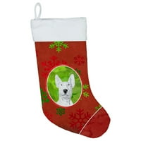 Carolines Hazineleri SC9590-CS Bull Terrier Kırmızı Kar Taneleri Tatil Noel Çorap Büyük, çok renkli